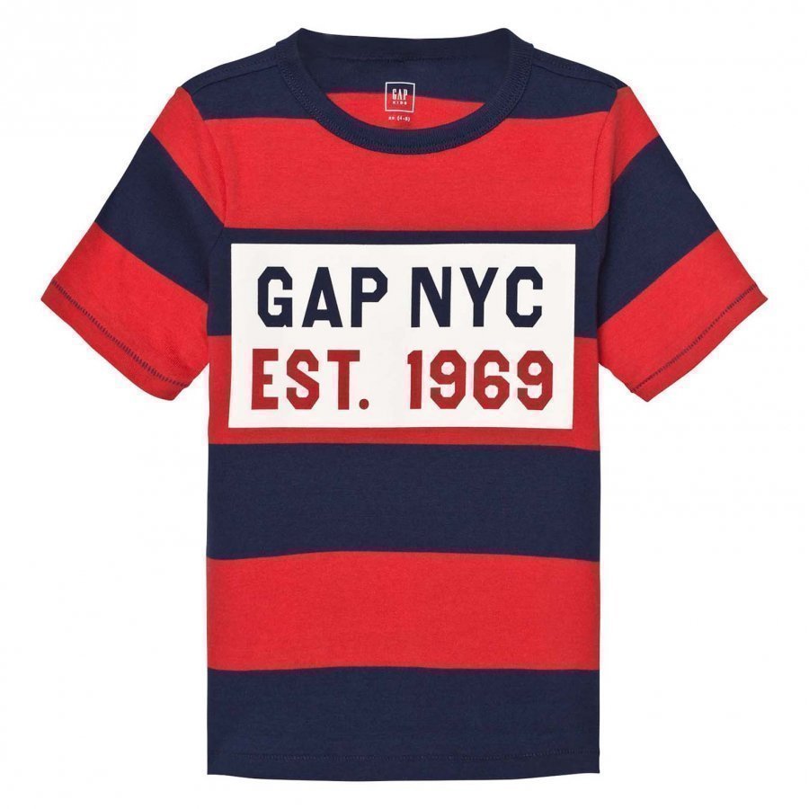 Gap Logo Stripe Short Sleeve Tee Pure Red T-Paita