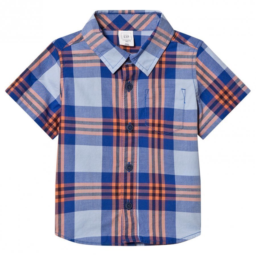 Gap Plaid Short Sleeve Shirt Matisse Blue T-Paita