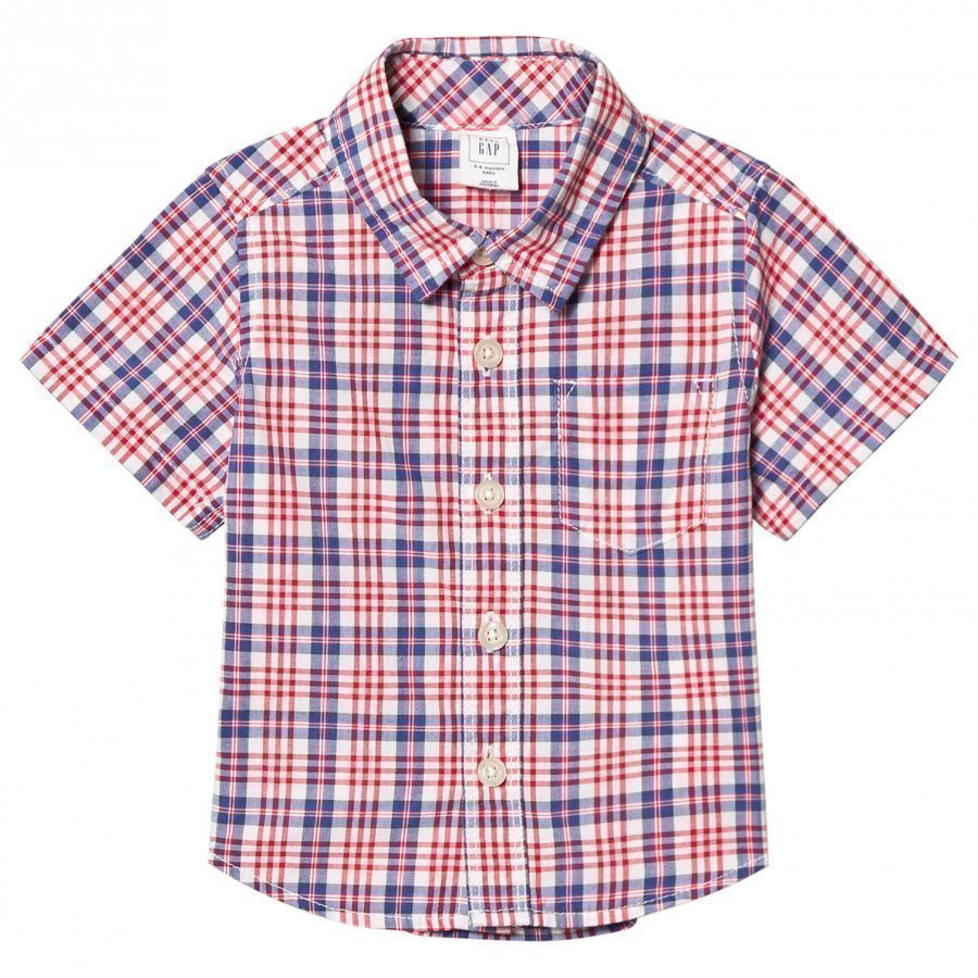 Gap Plaid Short Sleeve Shirt Pepper Red T-Paita