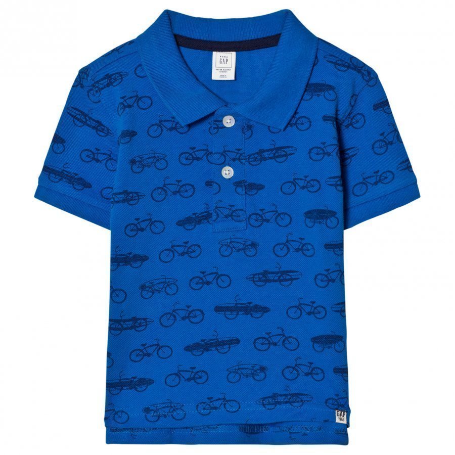 Gap Print Short Sleeve Polo In Brilliant Blue Pikeepaita