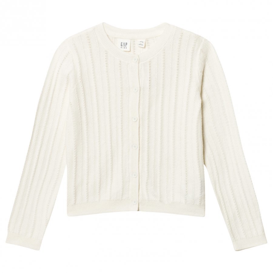 Gap Ribbed Crew Cardigan Ivory Frost Neuletakki