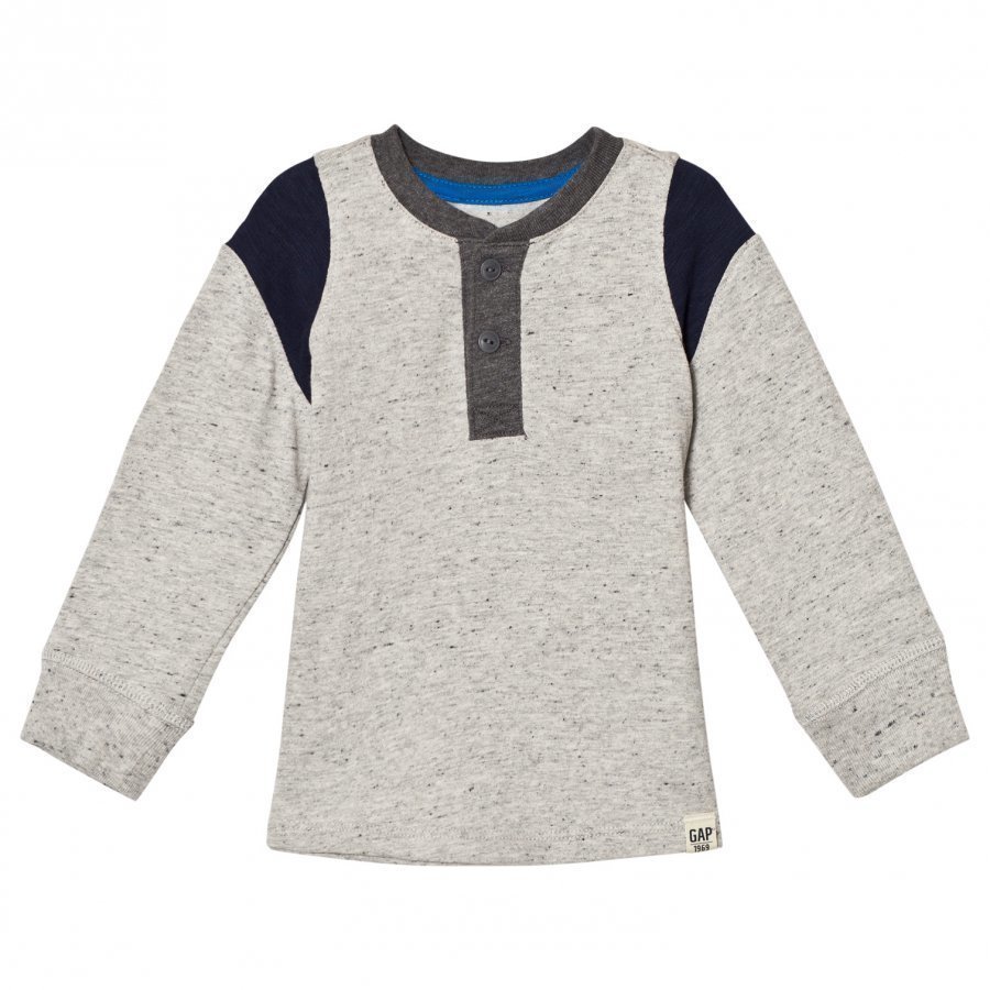 Gap S Tex Henley Light Grey Heather Pitkähihainen T-Paita