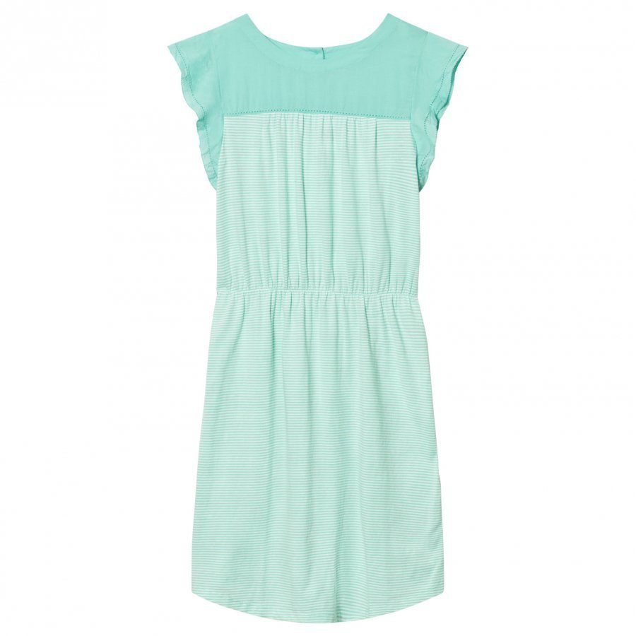 Gap Stripe Mix-Fabric Flutter Dress Teal Stripe Mekko