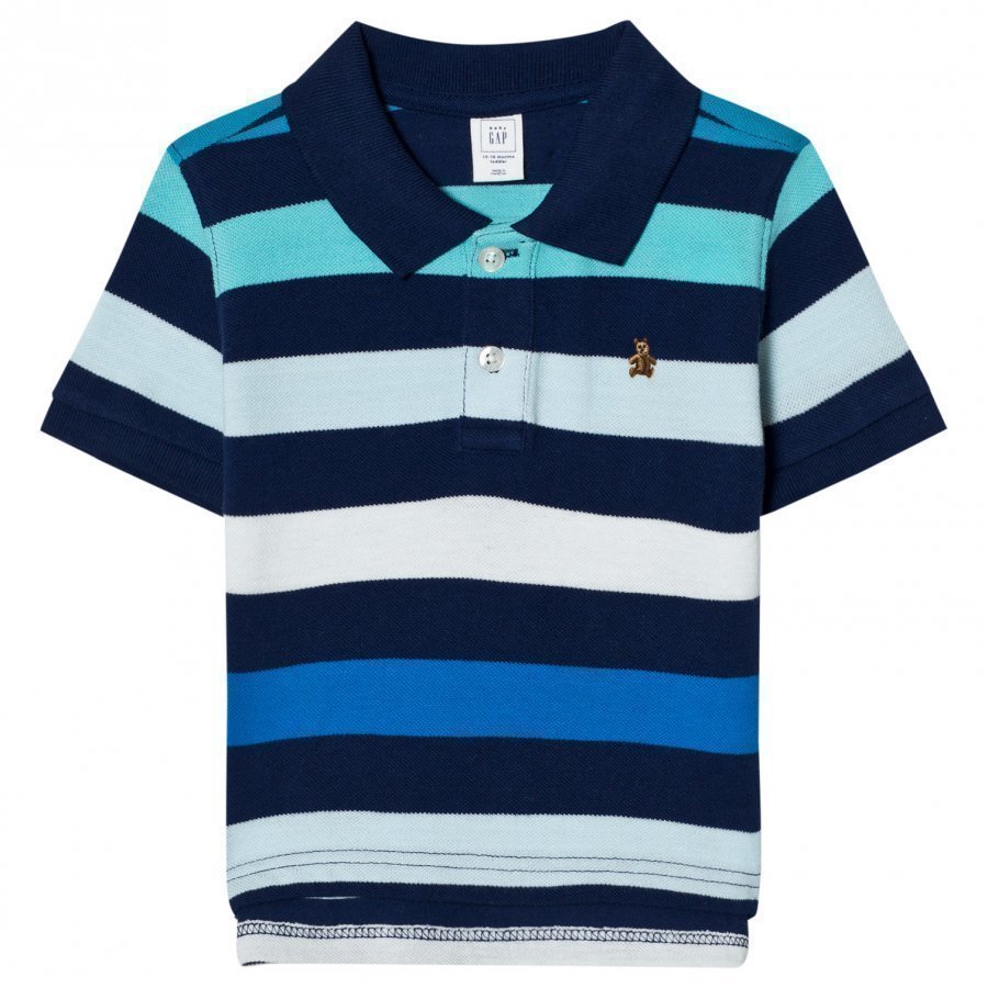 Gap Stripe Short Sleeve Polo In Elysian Blue Pikeepaita