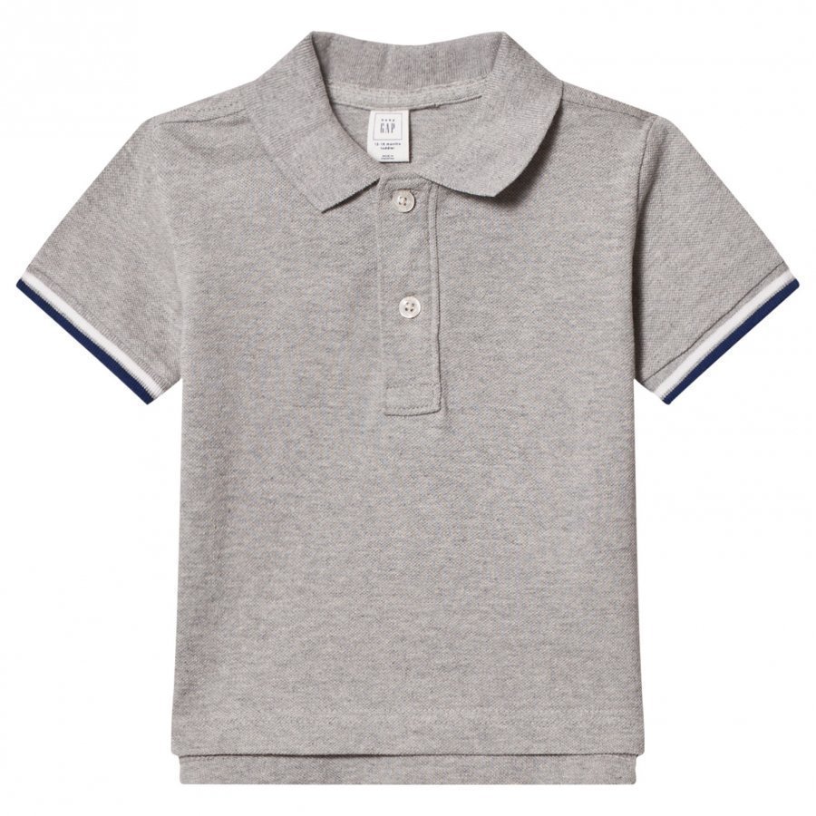 Gap Stripe Sleeve Pique Polo Heather Gray Pikeepaita