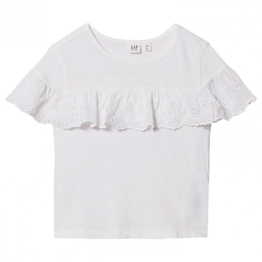 Gap White Eyelet Flounce Top Pusero