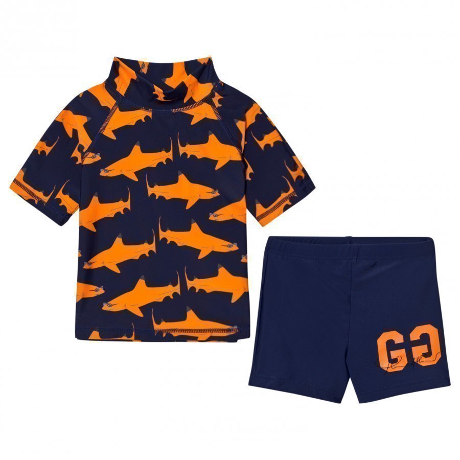 Gardner And The Gang Two Piece Uv Suit Orange Shark Aurinkopuku