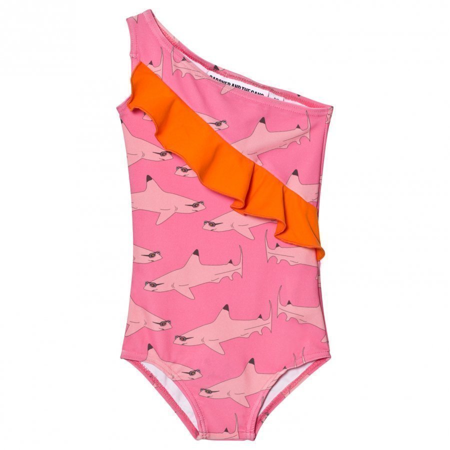 Gardner And The Gang Uv Swim Suit Pink Shark Uimapuku