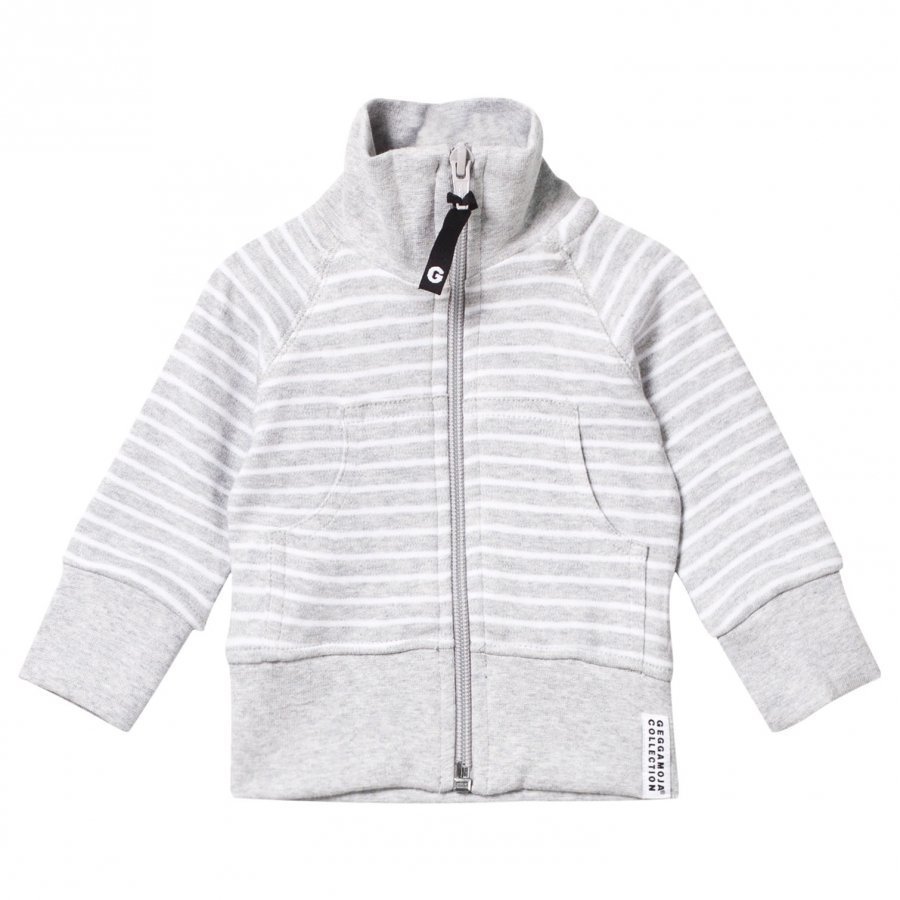 Geggamoja Zip Sweater Classic Light Grey Mel/White Oloasun Paita