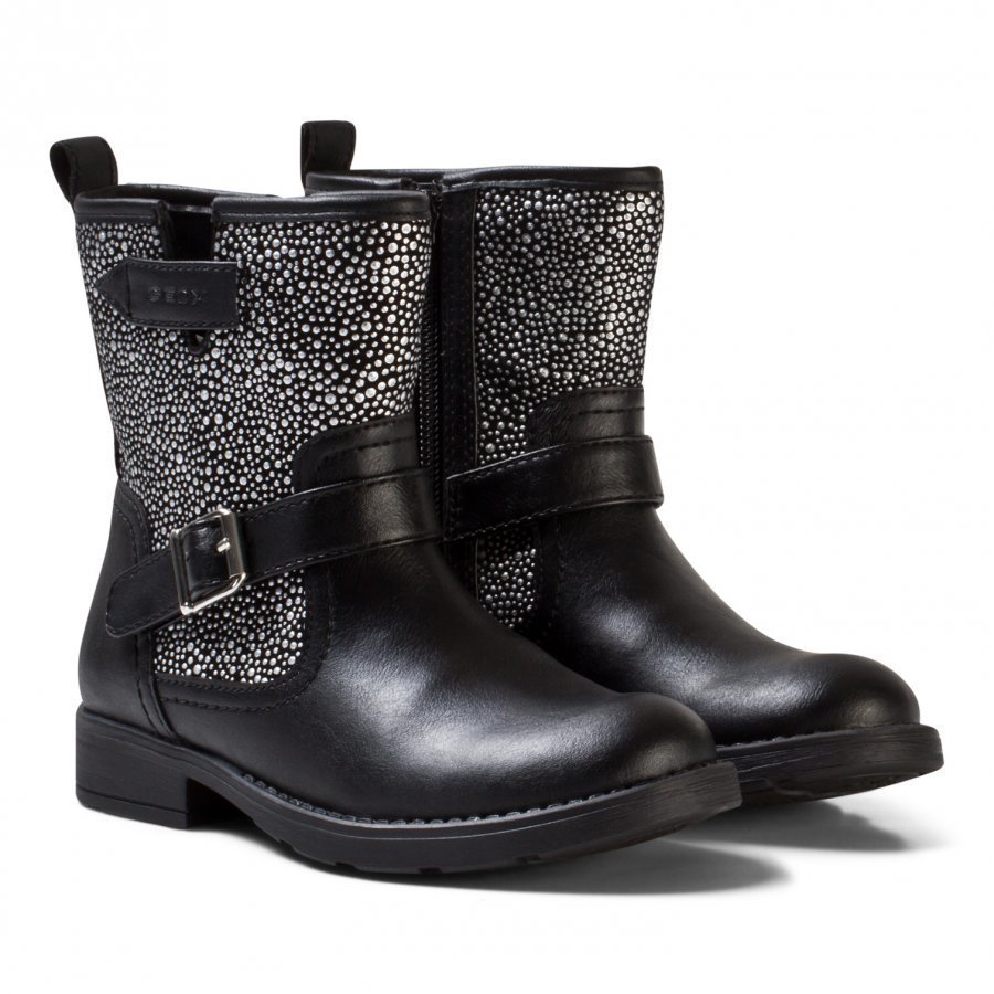 Geox Black Jr Sofia Leather And Studded Boots Vauvan Tossut