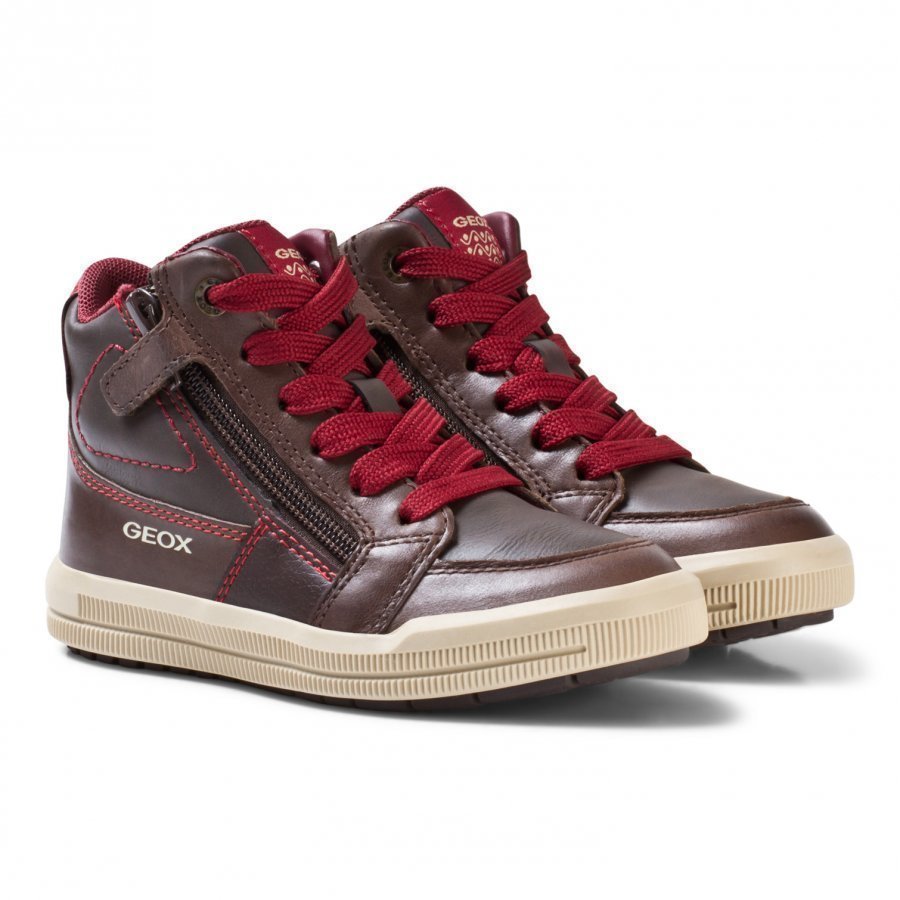 Geox Jr Arzach Nappa Leather Sneakers Brown Korkeavartiset Kengät