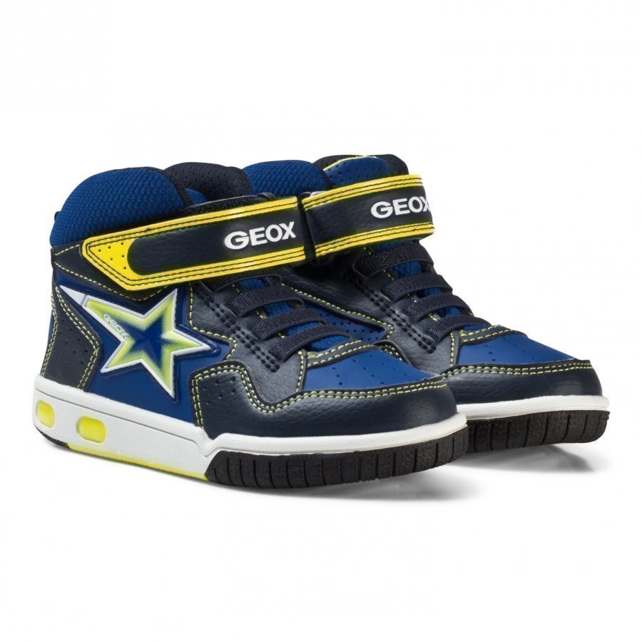 Geox Navy And Lime Junior Gregg Light Up Hi Top Trainers Korkeavartiset Kengät