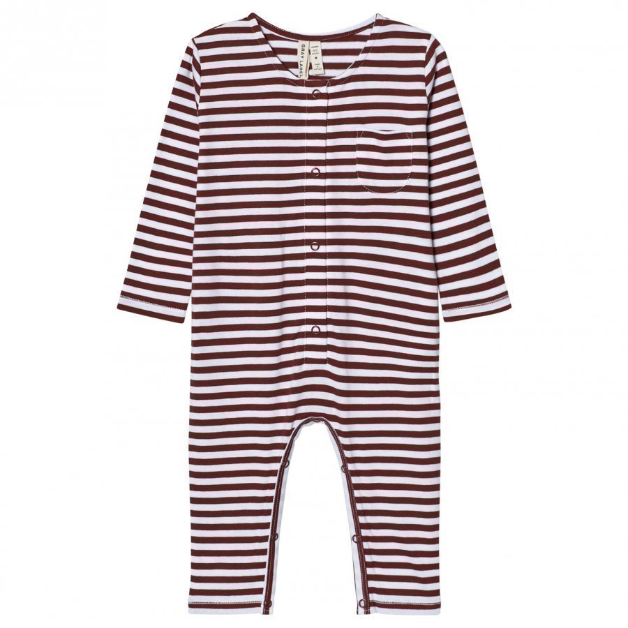 Gray Label Long Sleeve Playsuit Burgundy/White Stripes Potkupuku