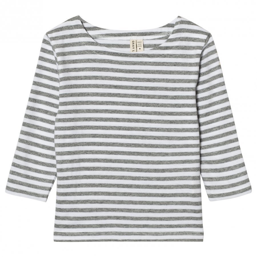 Gray Label Long Sleeve Striped Tee Grey Melange/White Stripes Pitkähihainen T-Paita