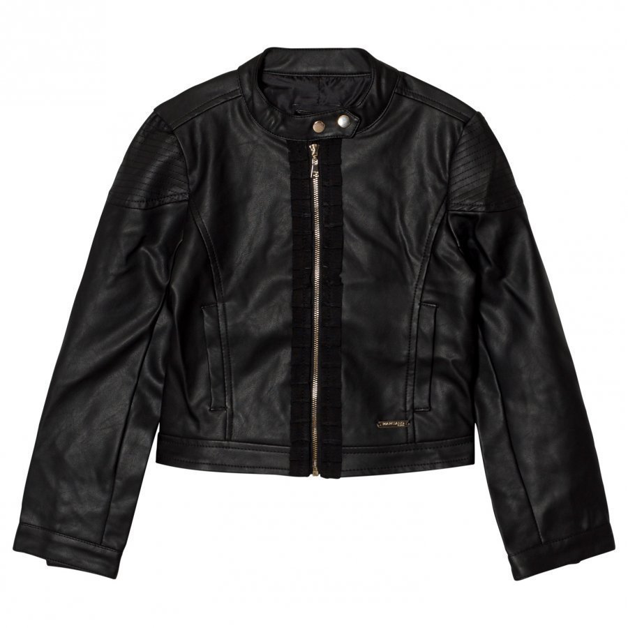 Guess Black Pleather Biker Jacket Biker Takki