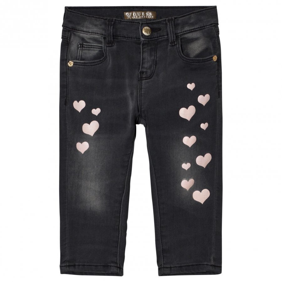 Guess Charcoal Heart Print Jeans Farkut