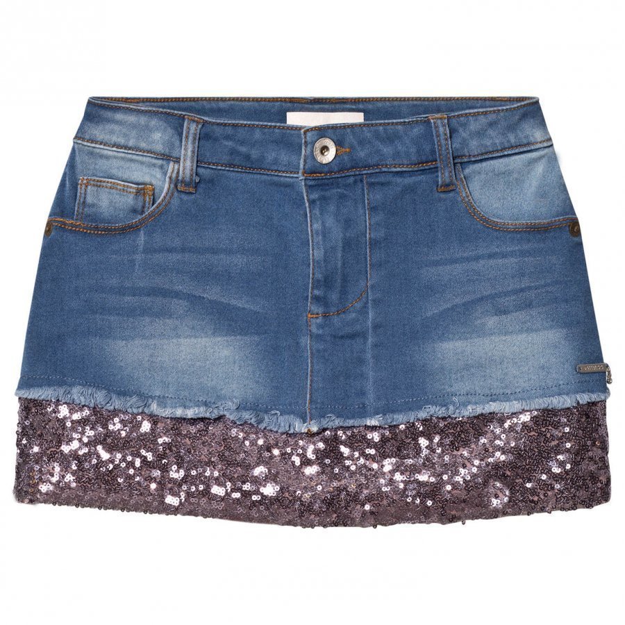 Guess Mid Wash Denim Sequin Skirt Farkkuhame