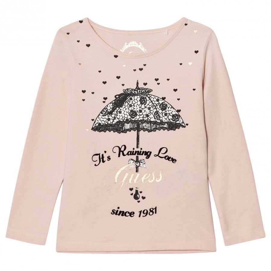 Guess Pale Pink Umbrella Print Tee Tulle Pitkähihainen T-Paita