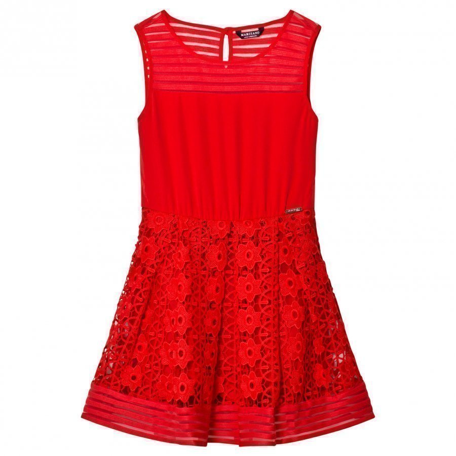 Guess Red Lace And Jersey Dress Juhlamekko