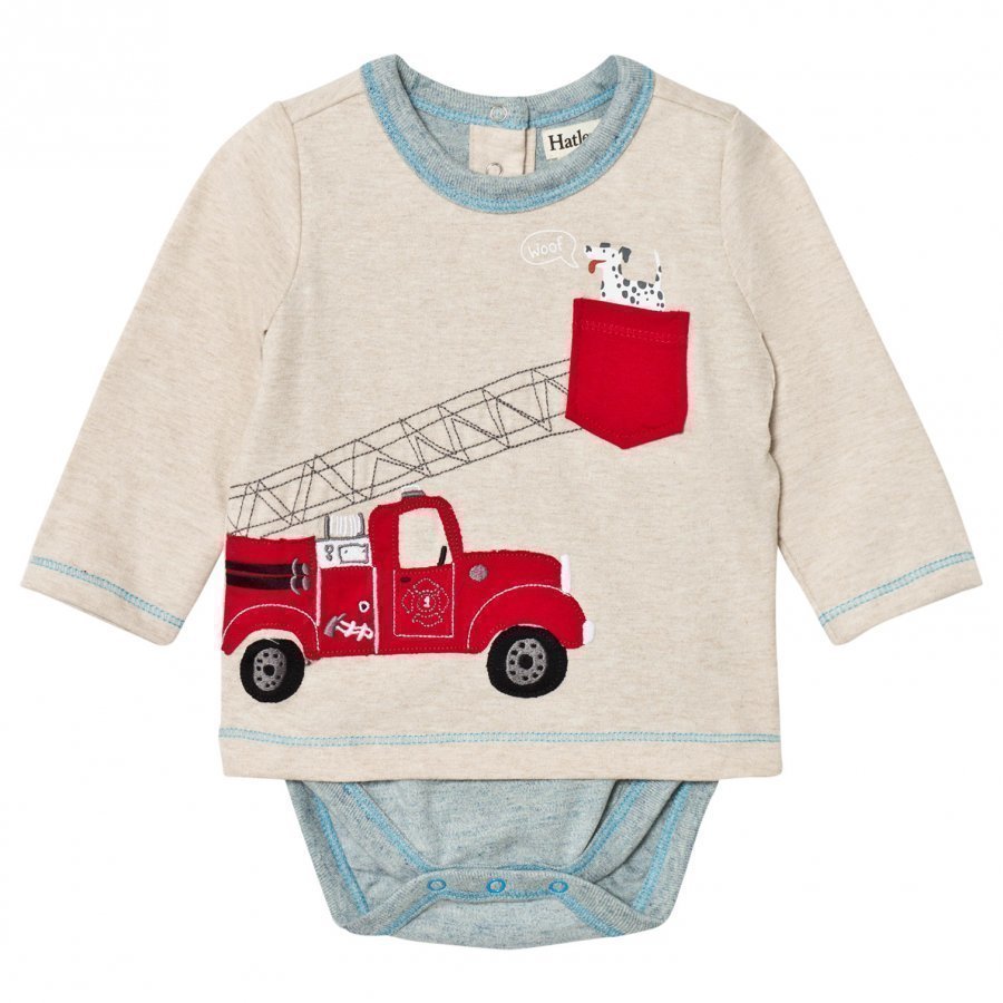 Hatley Beige Fire Truck Applique Tee Body Pitkähihainen T-Paita