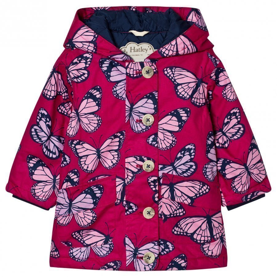 Hatley Butterfly Print Raincoat Pink Sadetakki