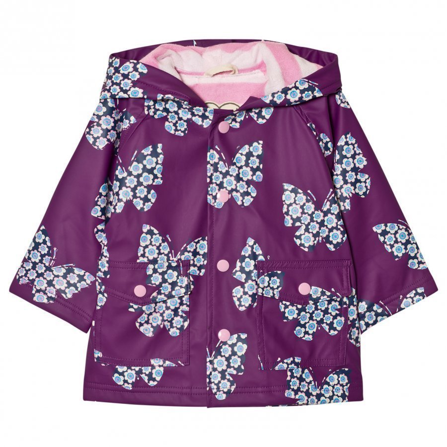 Hatley Butterfly Print Raincoat Purple Sadetakki