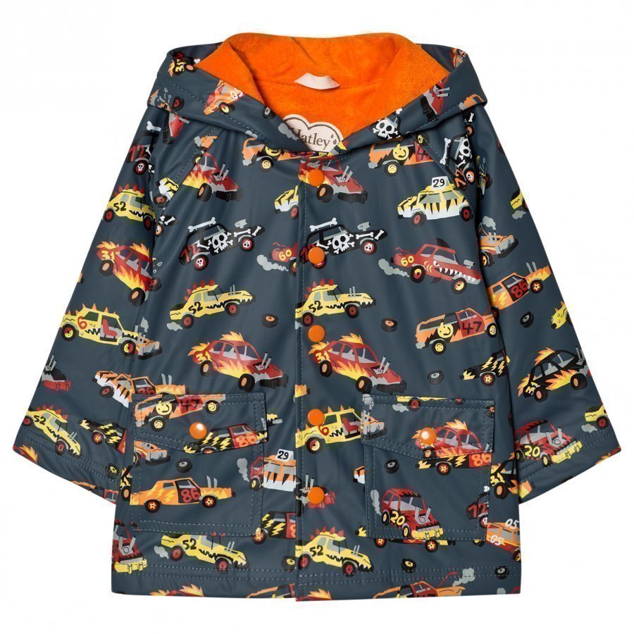 Hatley Car Print Raincoat Dark Grey Sadetakki