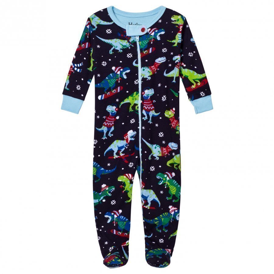 Hatley Christmas Dino Print Baby Body Navy Body