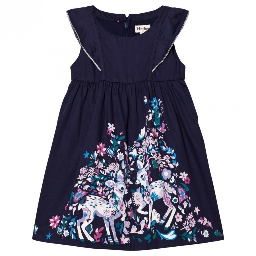 Hatley Navy Deer Flower Print Dress Mekko