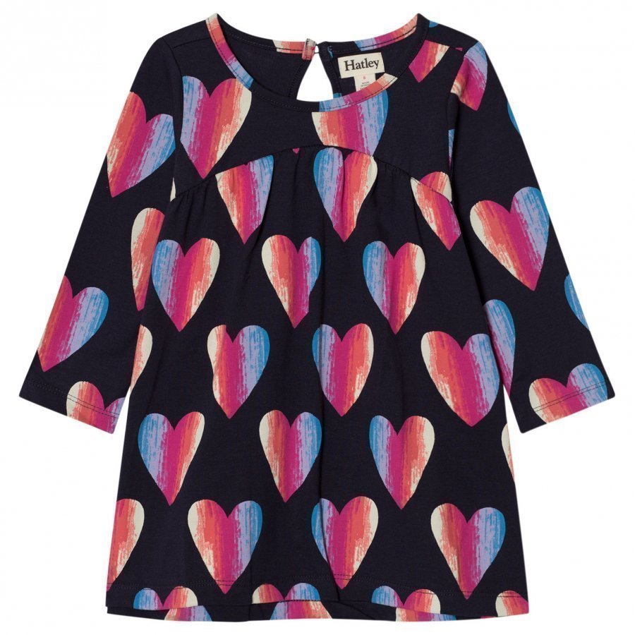 Hatley Navy Heart Print Jersey Dress Mekko