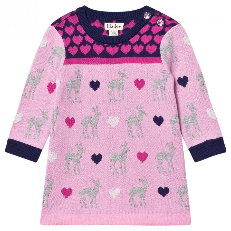 Hatley Pink Deer Heart Design Knit Dress Mekko