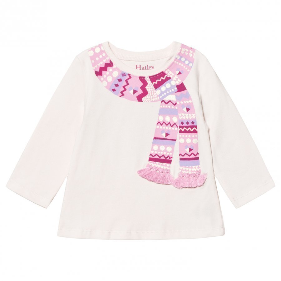 Hatley Pink Scarf Print And Tassle Design Tee Pitkähihainen T-Paita