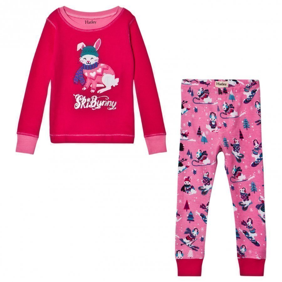 Hatley Pink Ski Bunnies Waffle Pyjamas Yöpuku