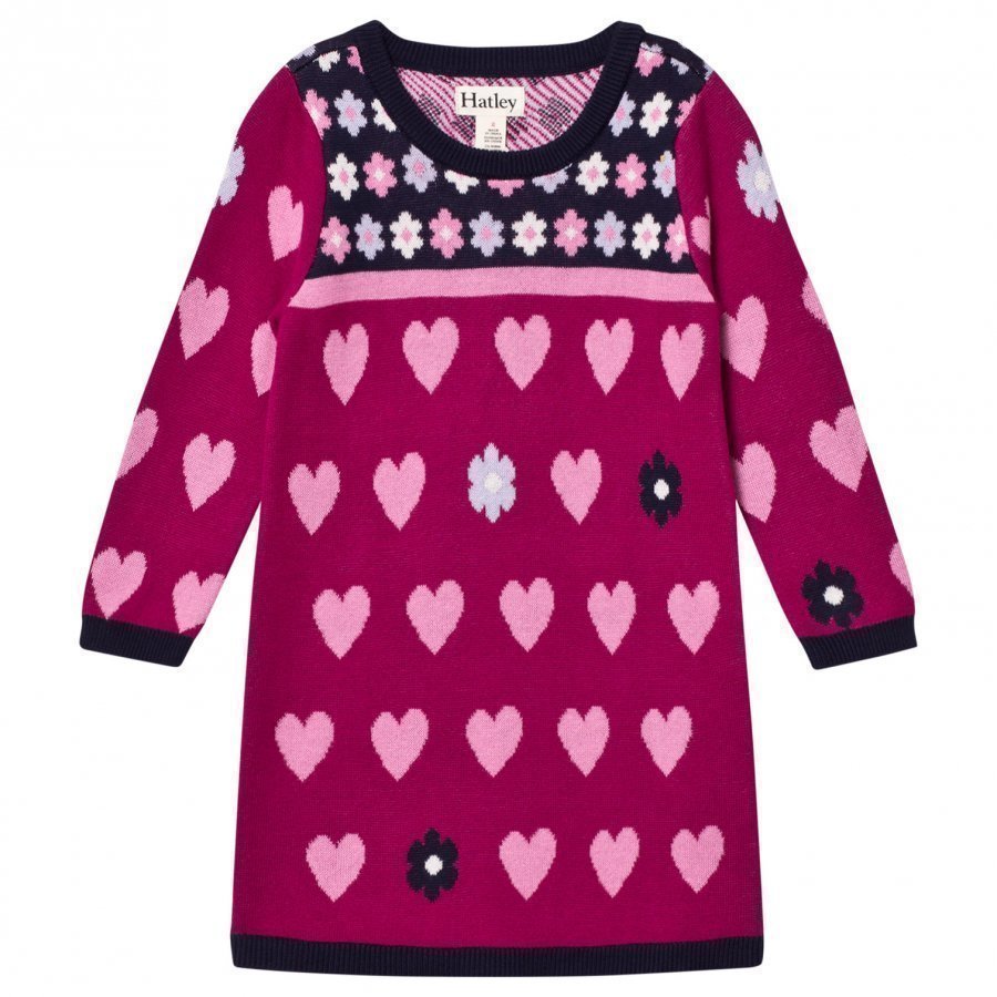 Hatley Purple Knit Heart Dress Mekko