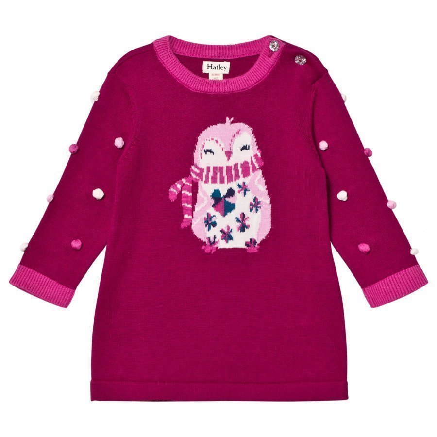 Hatley Purple Penguin Knit Dress Pitkähihainen T-Paita