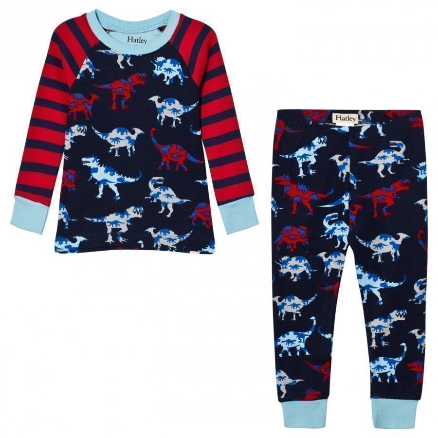 Hatley Red And Navy Raglan Dino Print Pyjamas Yöpuku