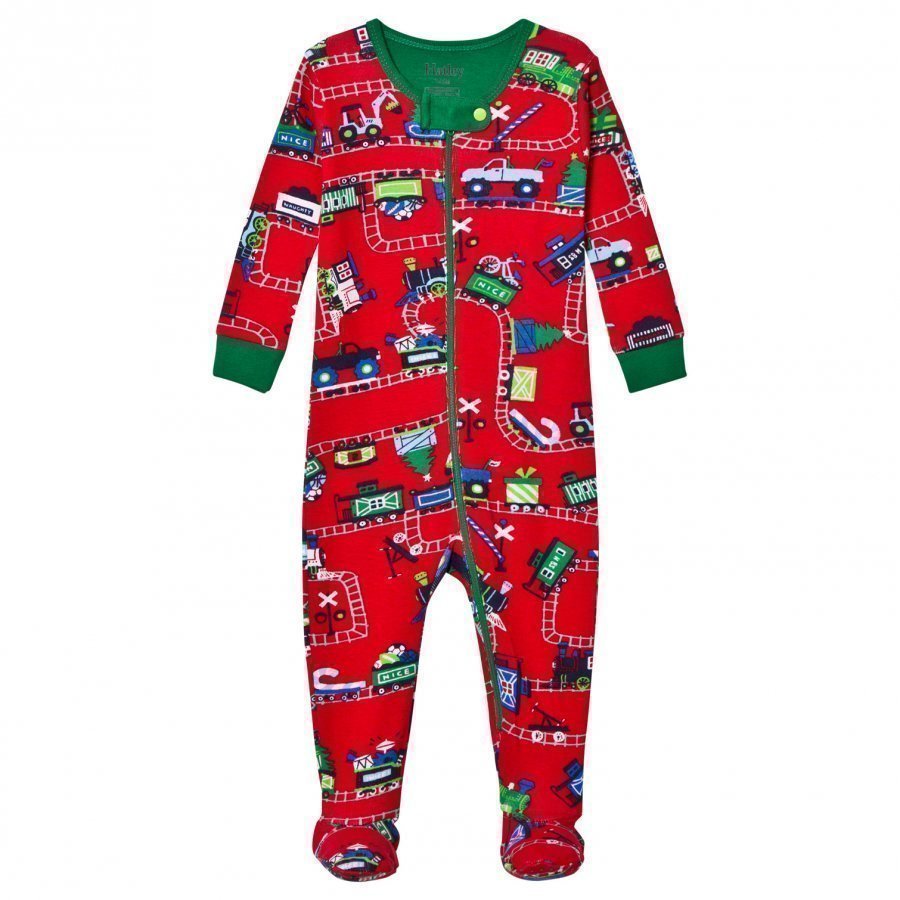 Hatley Red Train Print Footed Baby Body