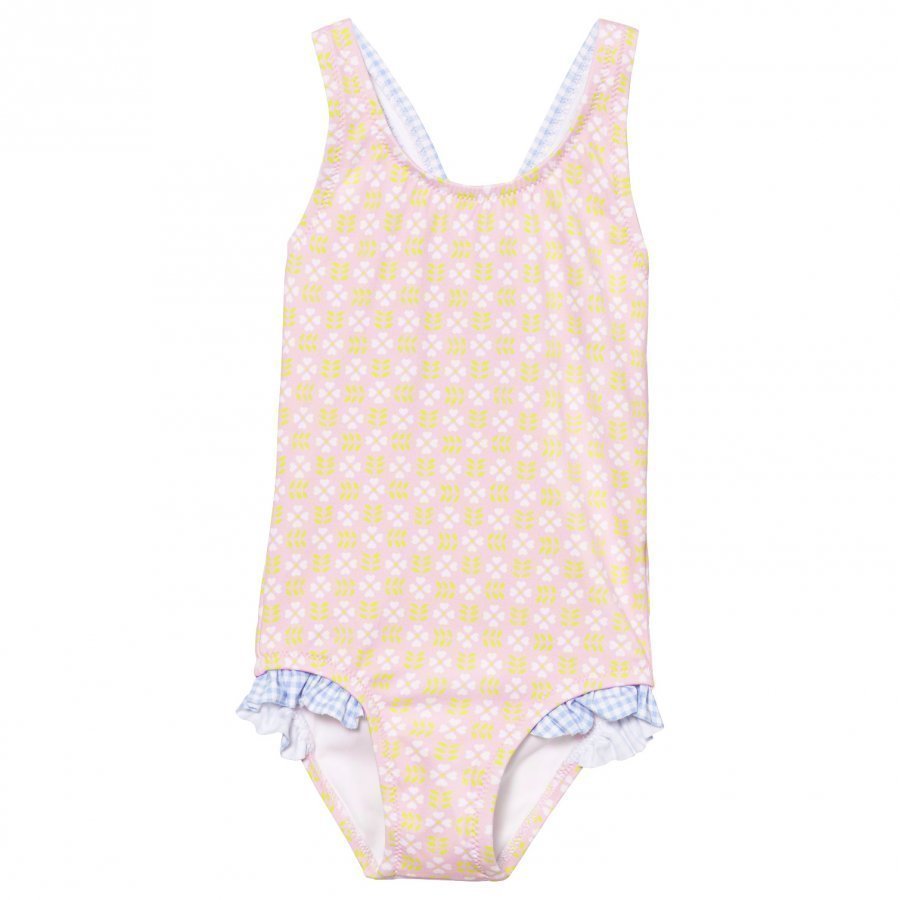 Heidi Klein Pin Lotte Cross Back One Piece With Blue Gingham Ruffle Uimapuku