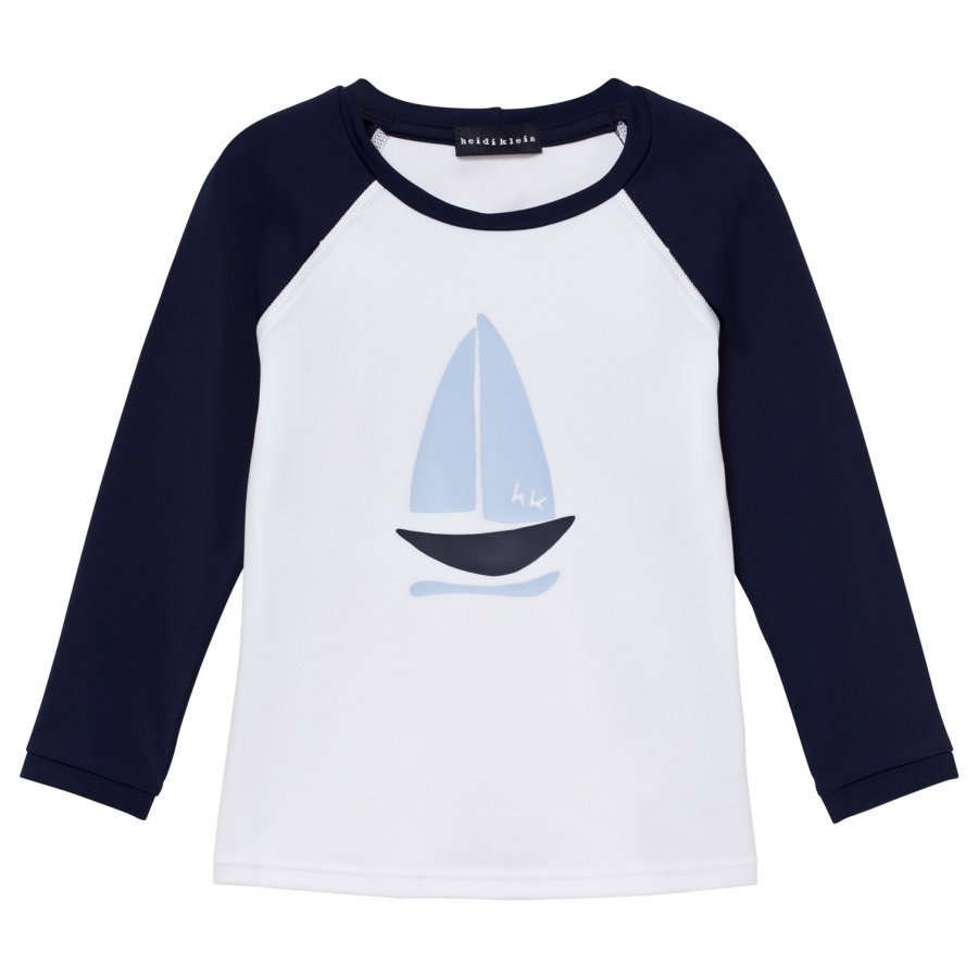 Heidi Klein White & Navy Boat Rash Vest Uv-Paita