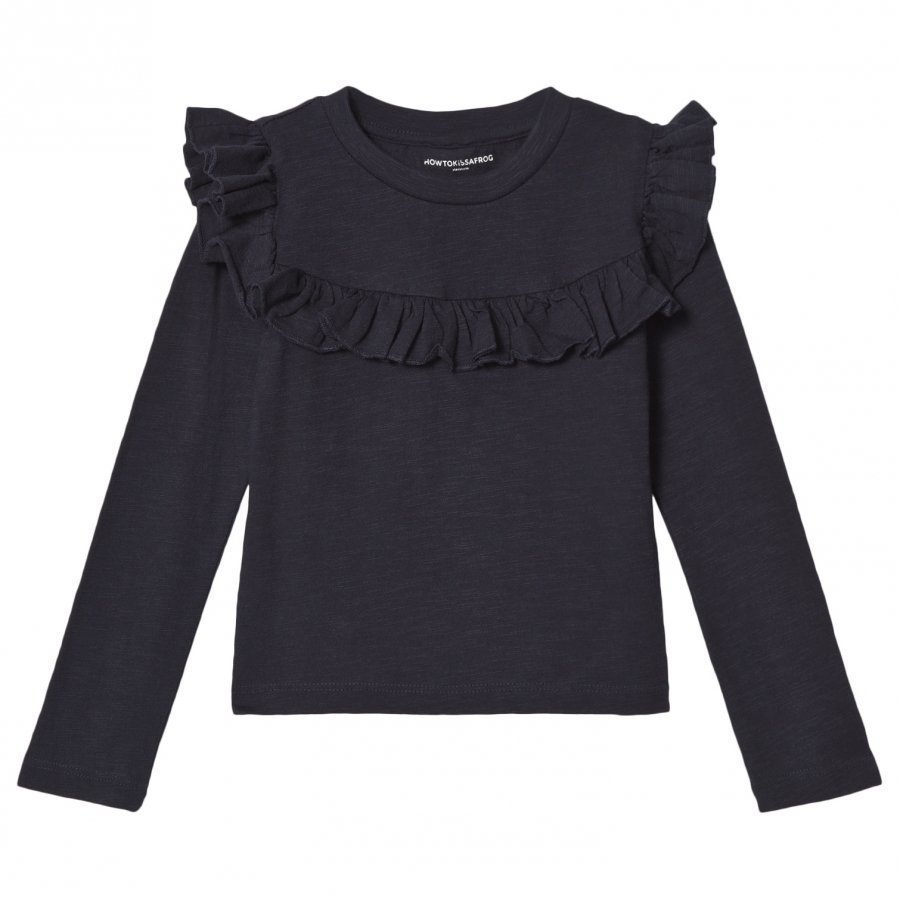 How To Kiss A Frog Frill Jumper Navy Pitkähihainen T-Paita