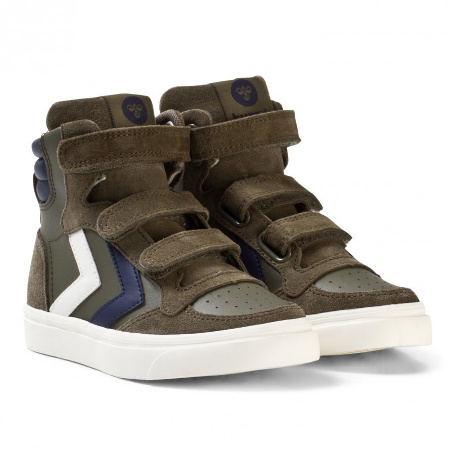 Hummel Stadil Leather Jr Trainers Olive Night Korkeavartiset Kengät