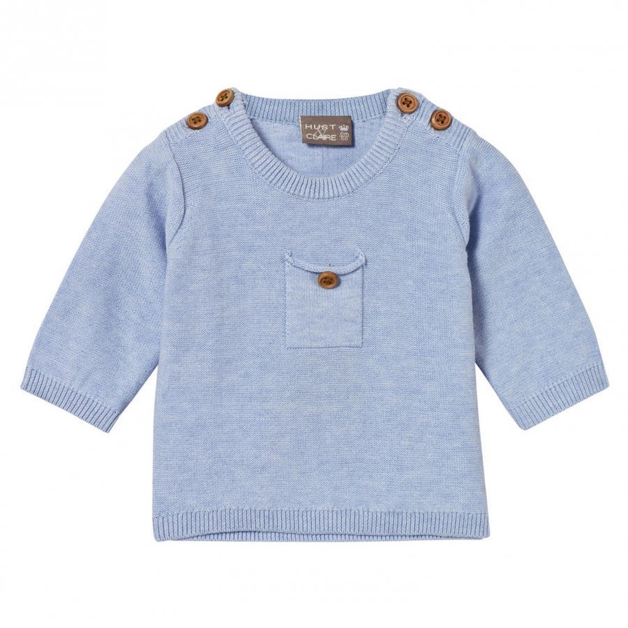 Hust & Claire Knit Jumper With Pocket Light Blue Melange Paita