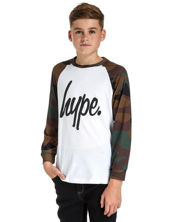 Hype Long Sleeve Script T-Shirt Valkoinen