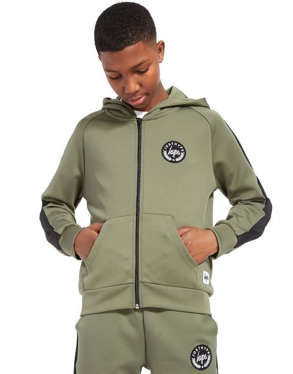 Hype Poly Full Zip Hoodie Khaki / Black