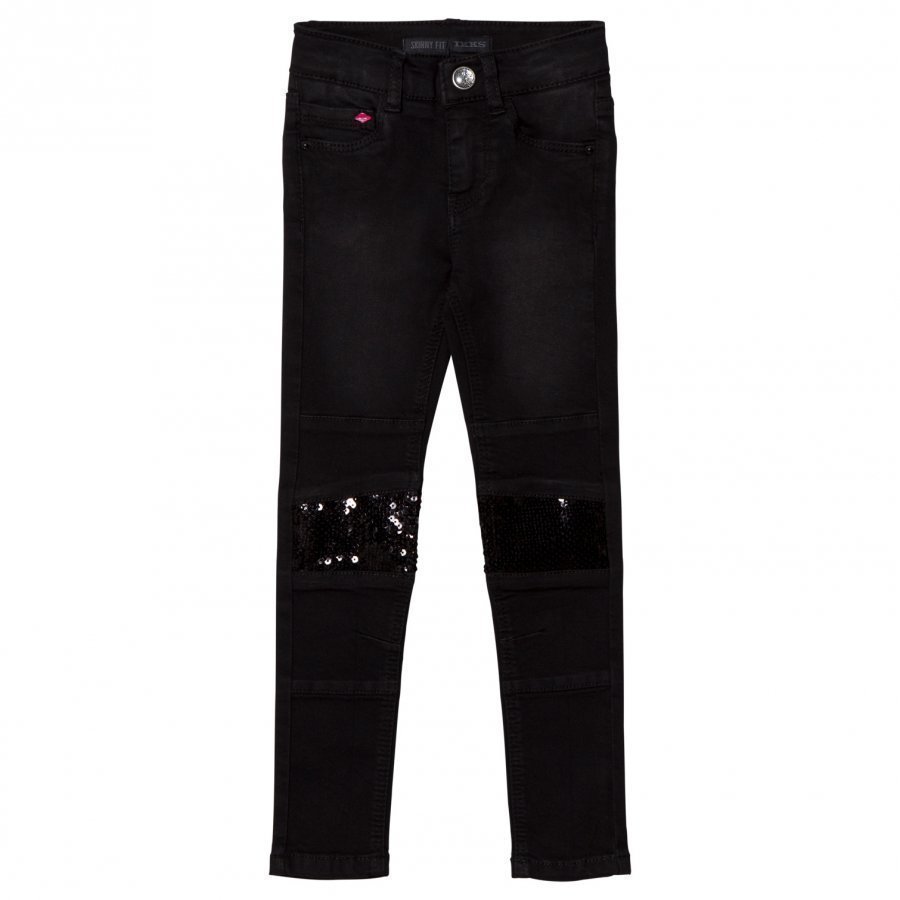 Ikks Black Sequin Panelled Skinny Jeans Farkut