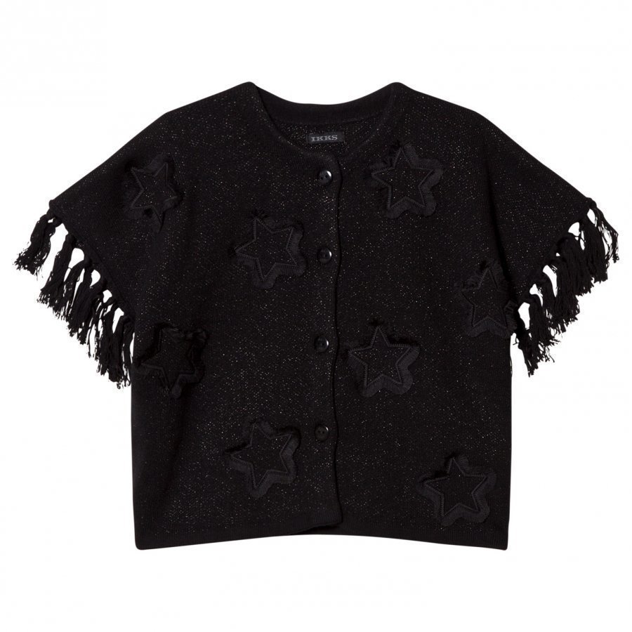 Ikks Black Star Applique Knit Glitter Poncho Neuletakki