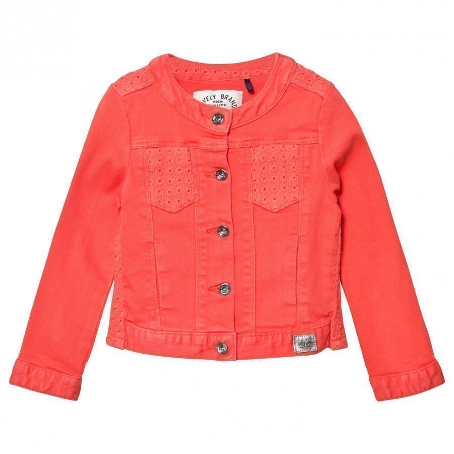 Ikks Coral Denim Jacket With Broiderie Anglais Detail Farkkutakki