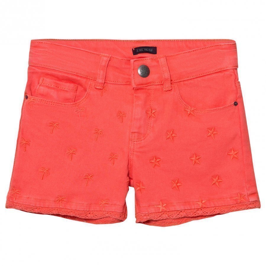 Ikks Coral Star Embroidered Denim Shorts Farkkushortsit