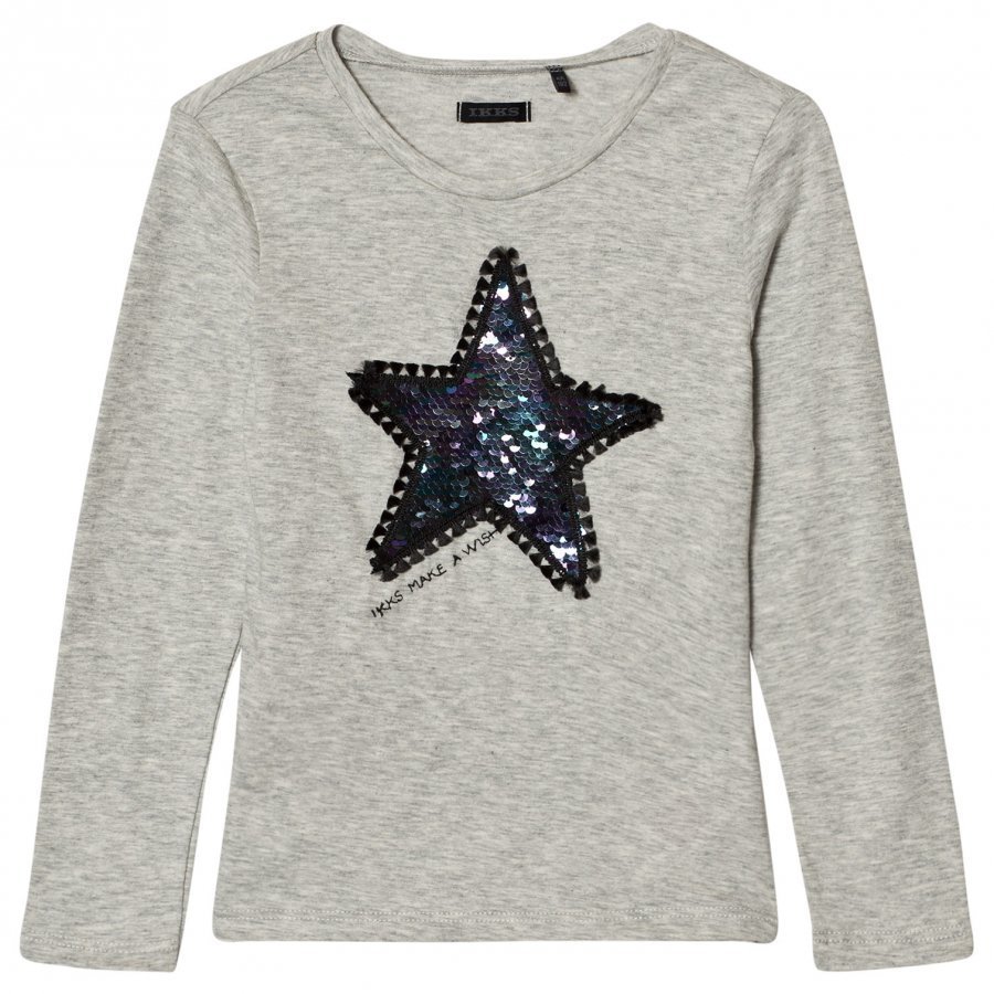 Ikks Gray Marl Sequin Star Tee T-Paita