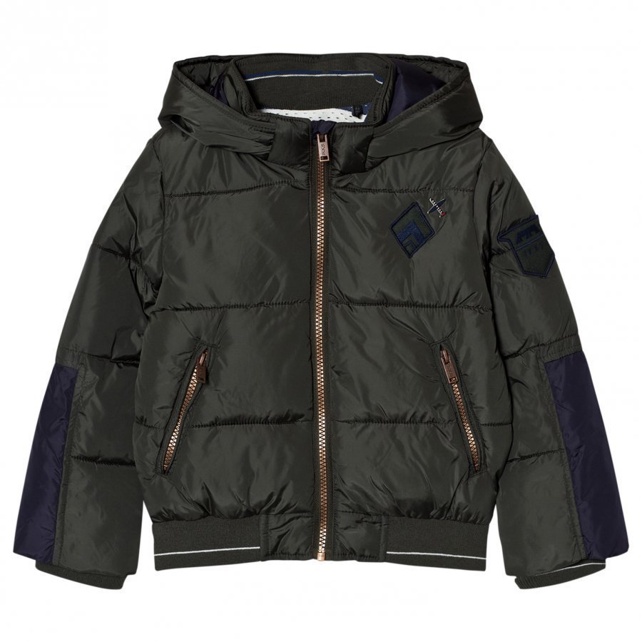 Ikks Khaki Hooded Puffer Coat Toppatakki